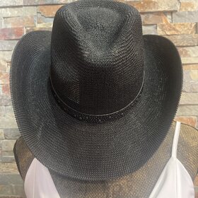 Black Jewel Charm Trim Cowboy Hat, O/S