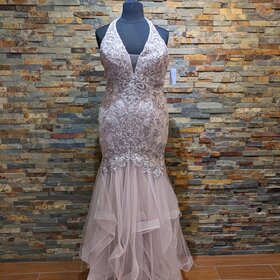 Aspeed Mauve Beaded Halter Mermaid With Layered Bottom, Size 2XL