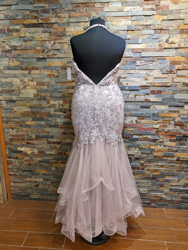 Aspeed Mauve Beaded Halter Mermaid With Layered Bottom, Size 2XL