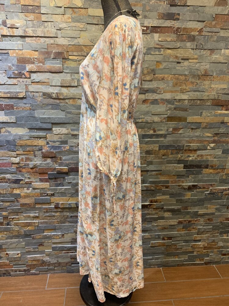 Lovestitch Oatmeal Floral Empire Waist Midi Dress