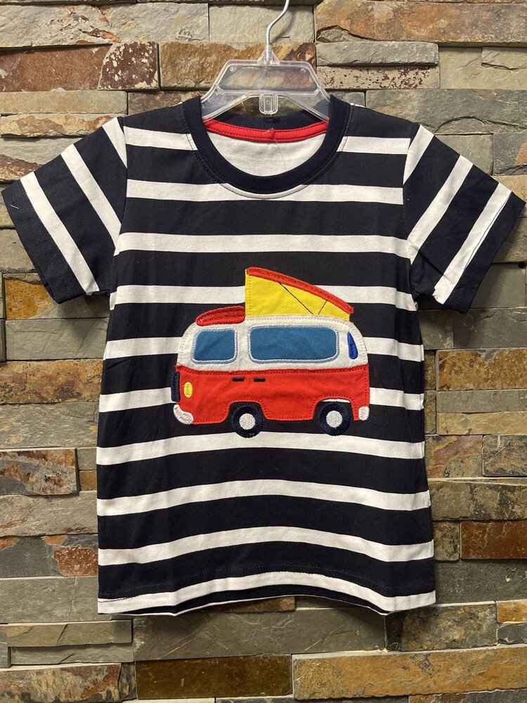 Navy & White Striped T-Shirt w/ VW Van
