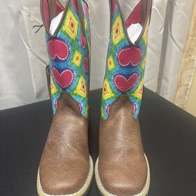 M & F Western Products Twister Abigale Childrens Pink Heart Boots