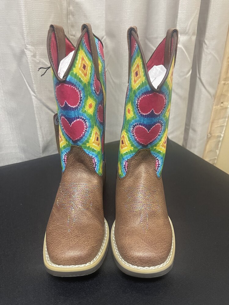 M & F Western Products Twister Abigale Childrens Pink Heart Boots