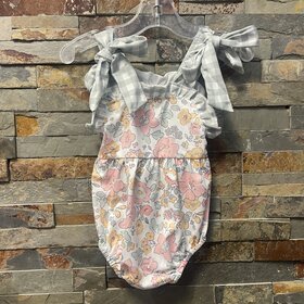 White Multi Floral Baby Girls Summer Romper