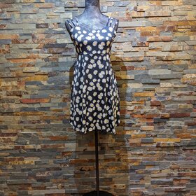 Black Summer Floral Mini Strap Dress