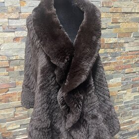 Dark brown knitted rabbit wrap