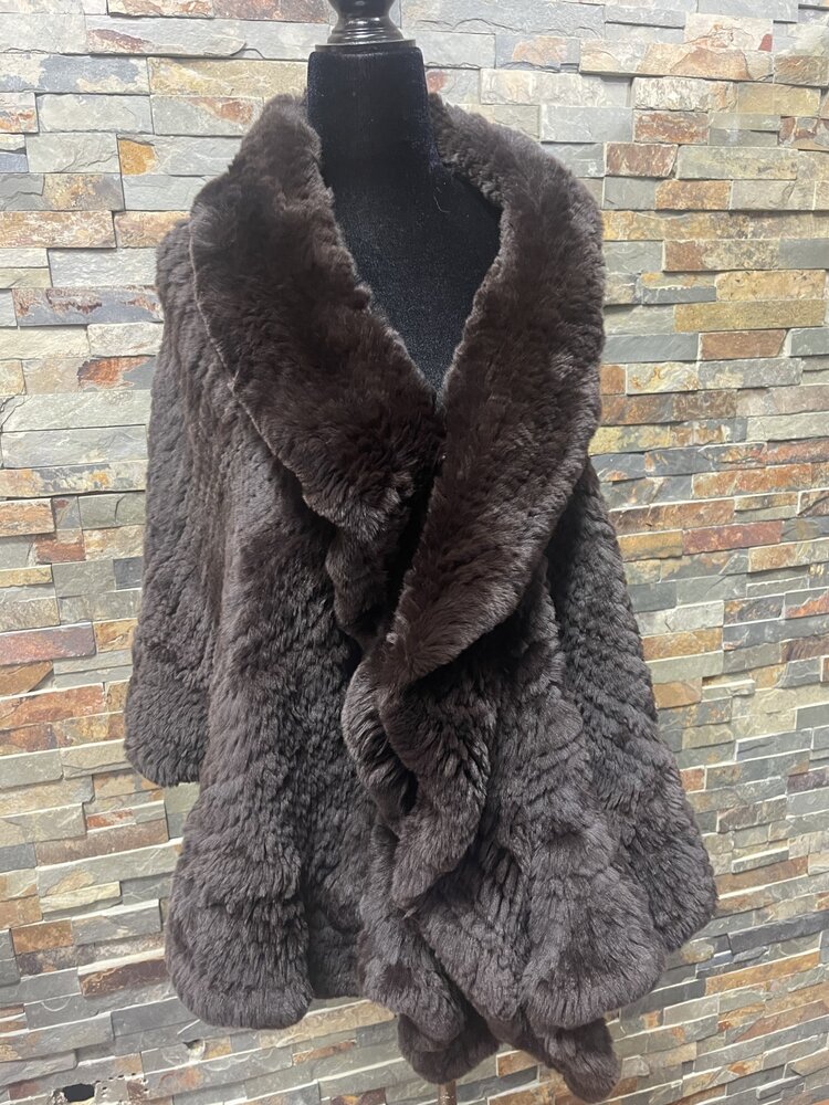 Dark brown knitted rabbit wrap