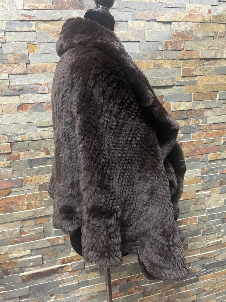 Dark brown knitted rabbit wrap