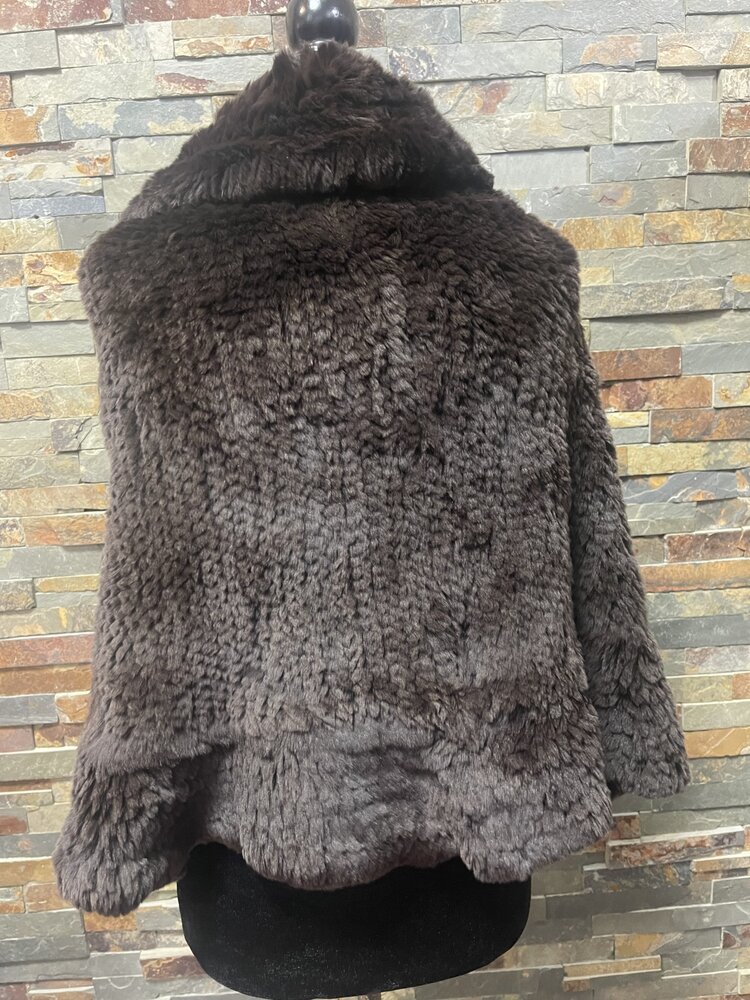 Dark brown knitted rabbit wrap
