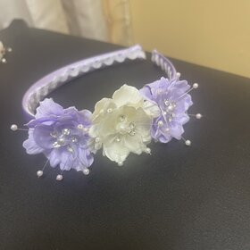 Lilac and Ivory  Floral Bling Headband, O/S