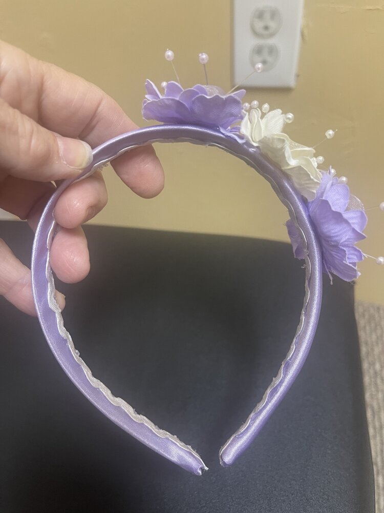 Lilac and Ivory  Floral Bling Headband, O/S