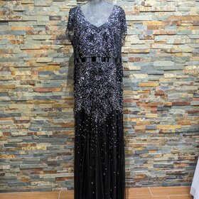 Adrianna Papell Black Embellished Full Length Gown, Size 20W