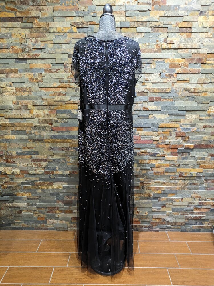 Adrianna Papell Black Embellished Full Length Gown, Size 20W