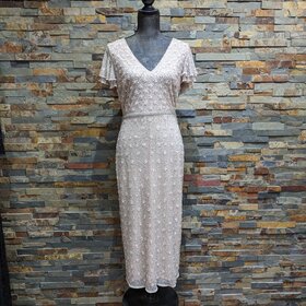 Mac Duggal Peachy Sequin Shift Dress, Size 6