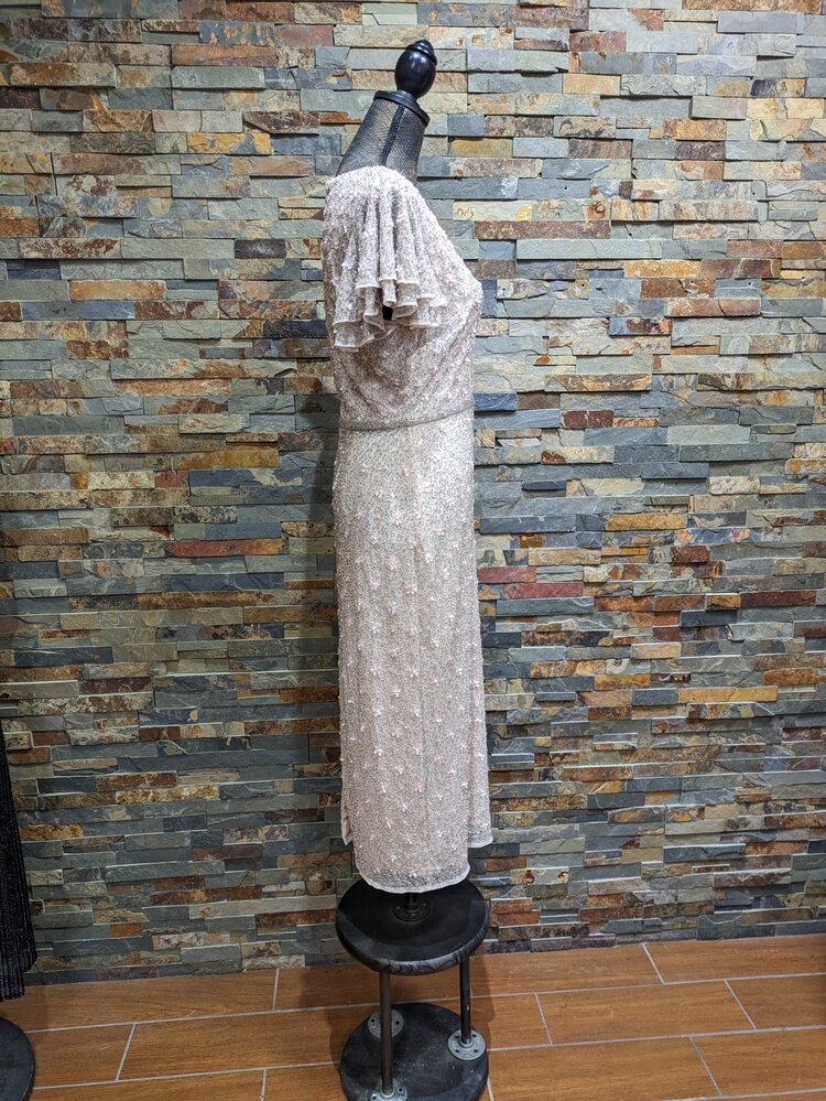 Mac Duggal Peachy Sequin Shift Dress, Size 6