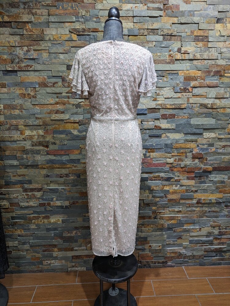 Mac Duggal Peachy Sequin Shift Dress, Size 6