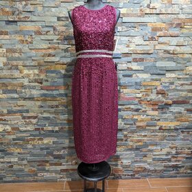 Mac Duggal Wine Red Sequin Dress, Size 8