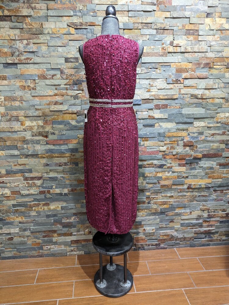 Mac Duggal Wine Red Sequin Dress, Size 8