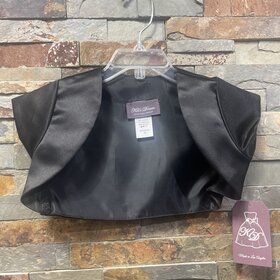 Black Satin Kids Bolero Jacket, Size 3/4
