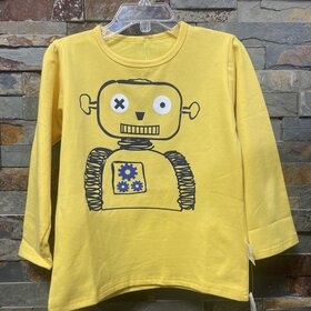 Yellow Long Sleeve Robot T-shirt