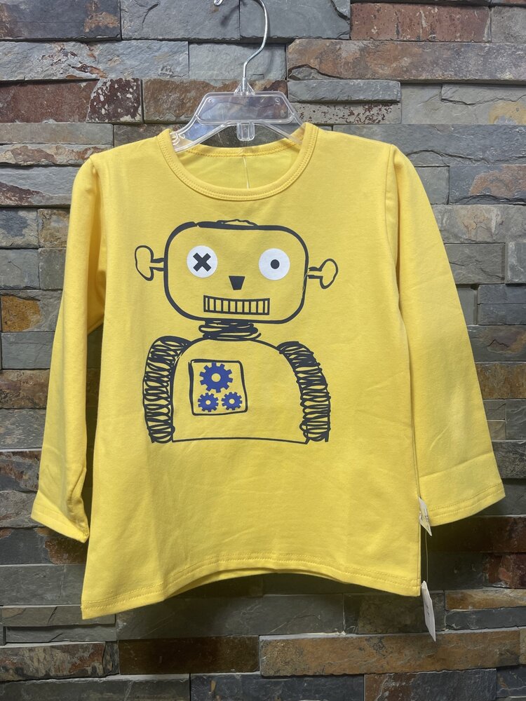 Yellow Long Sleeve Robot T-shirt
