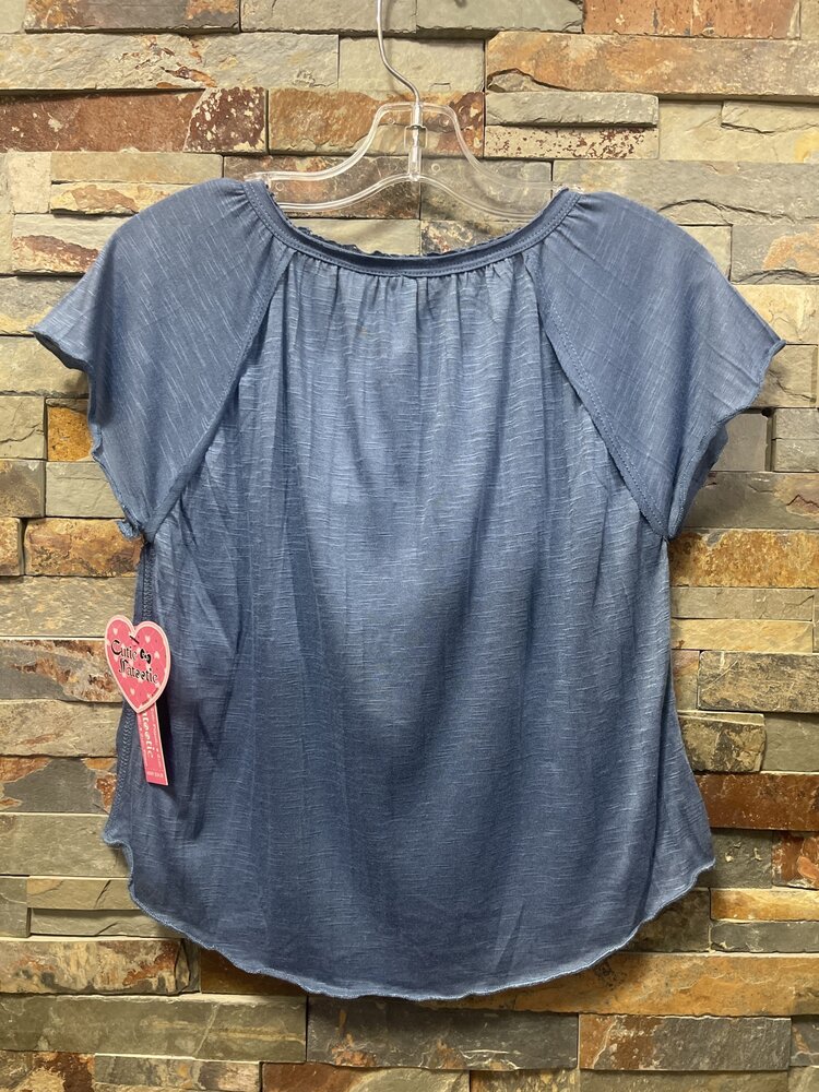 Dusty Blue Lace and Tassel Top