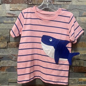 Pink & Blue Striped Shark T-shirt
