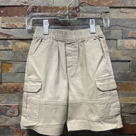 Khaki Elastic Waisted Cargo Shorts