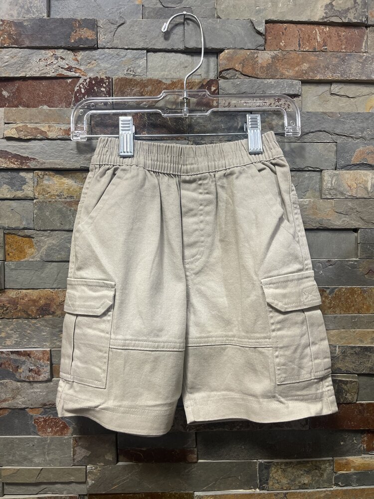 Khaki Elastic Waisted Cargo Shorts