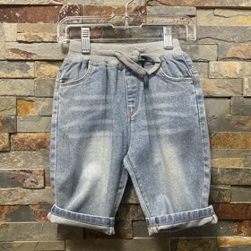 Light Blue Denim Clamdigger Shorts