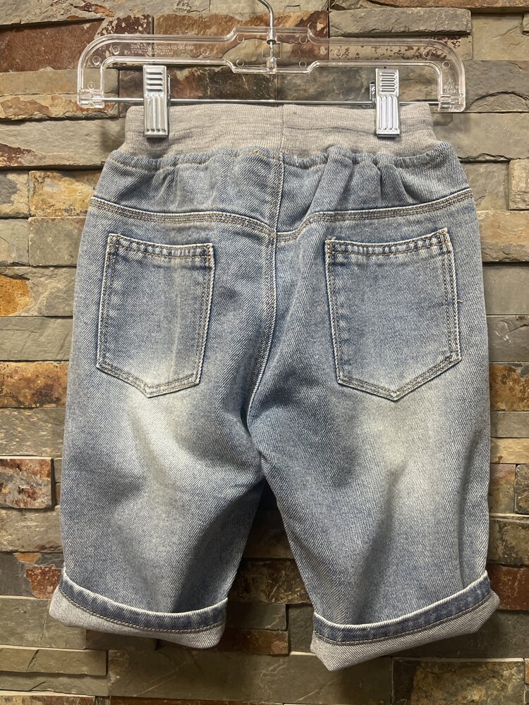 Light Blue Denim Clamdigger Shorts