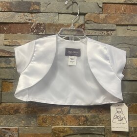 White Satin Kids Bolero Jacket, Size 3/4
