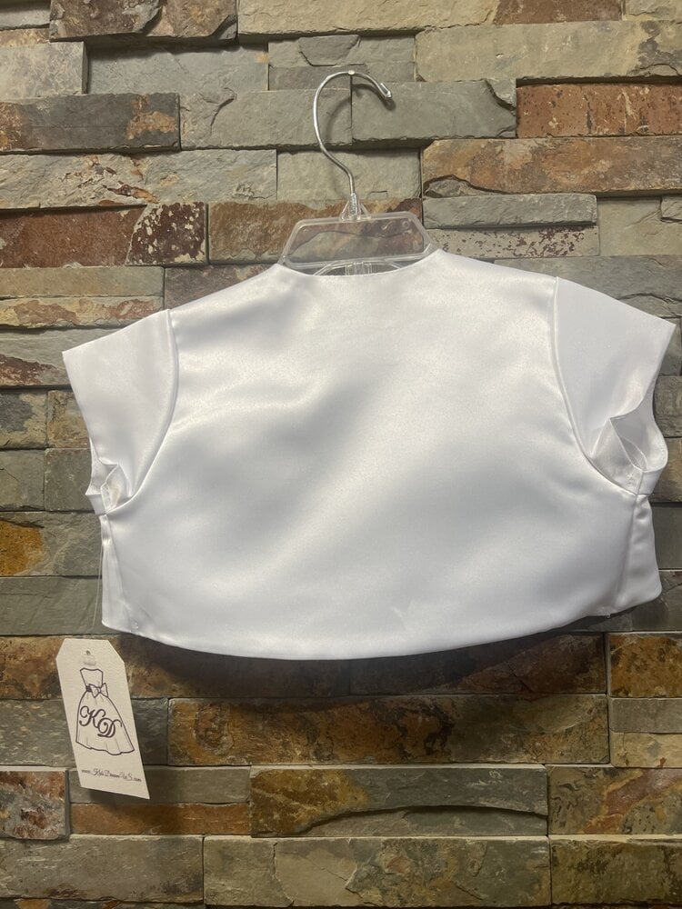 White Satin Kids Bolero Jacket, Size 3/4
