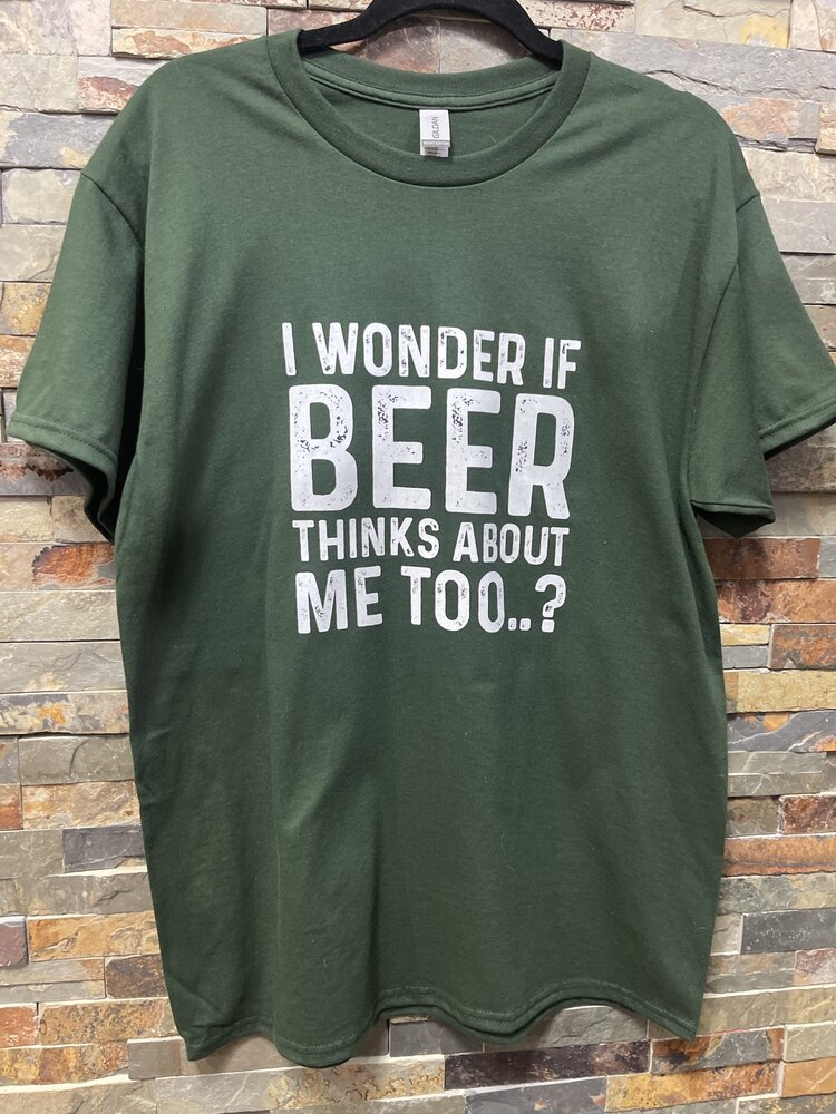 Forest Green I Wonder if Beer T-shirt