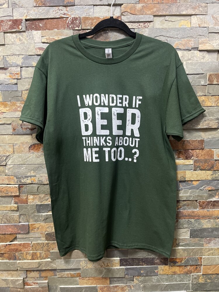 Forest Green I Wonder if Beer T-shirt