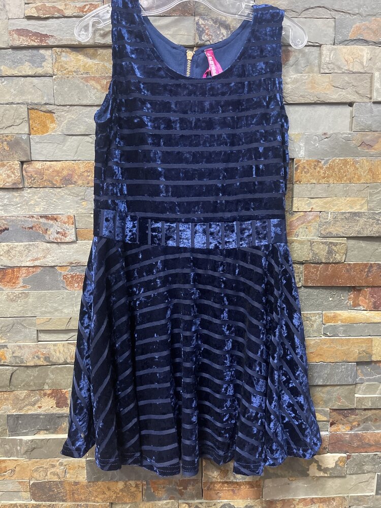 Navy Velvet Dress with Back Zipper