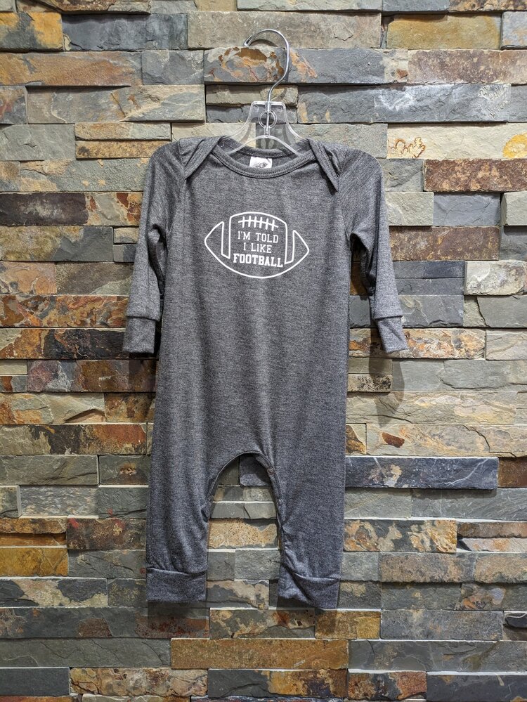 Gray I'm Told I Like Football Romper
