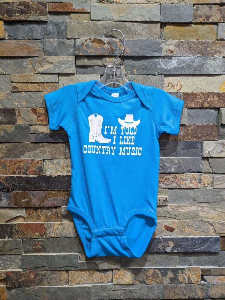 Ocean Blue I'm Told I Like Country Music Onesie