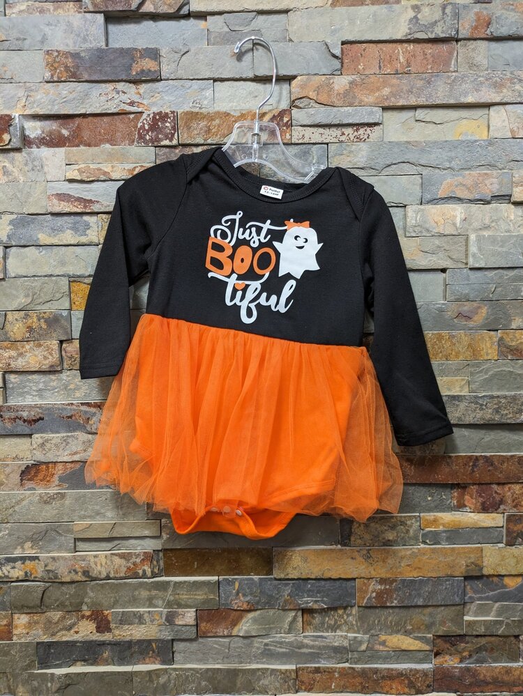 Black & Orange Just Bootiful Dress w/Hooded Cape, Size 12-18M