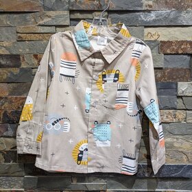 Tan Jungle Animal Print Shirt, Size 18-24M