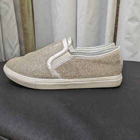La Sheelah Silver Bedazzled Slip-On Shoes