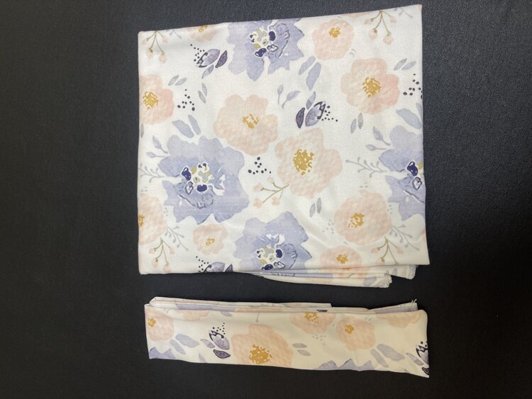 Peach & Blue Floral Swaddle Blanket and Headband Set