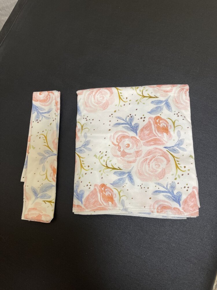 Pink Roses Swaddle Blanket with Headband