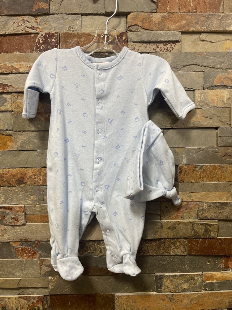 Blue ABC Sleeper w/Cap Preemie
