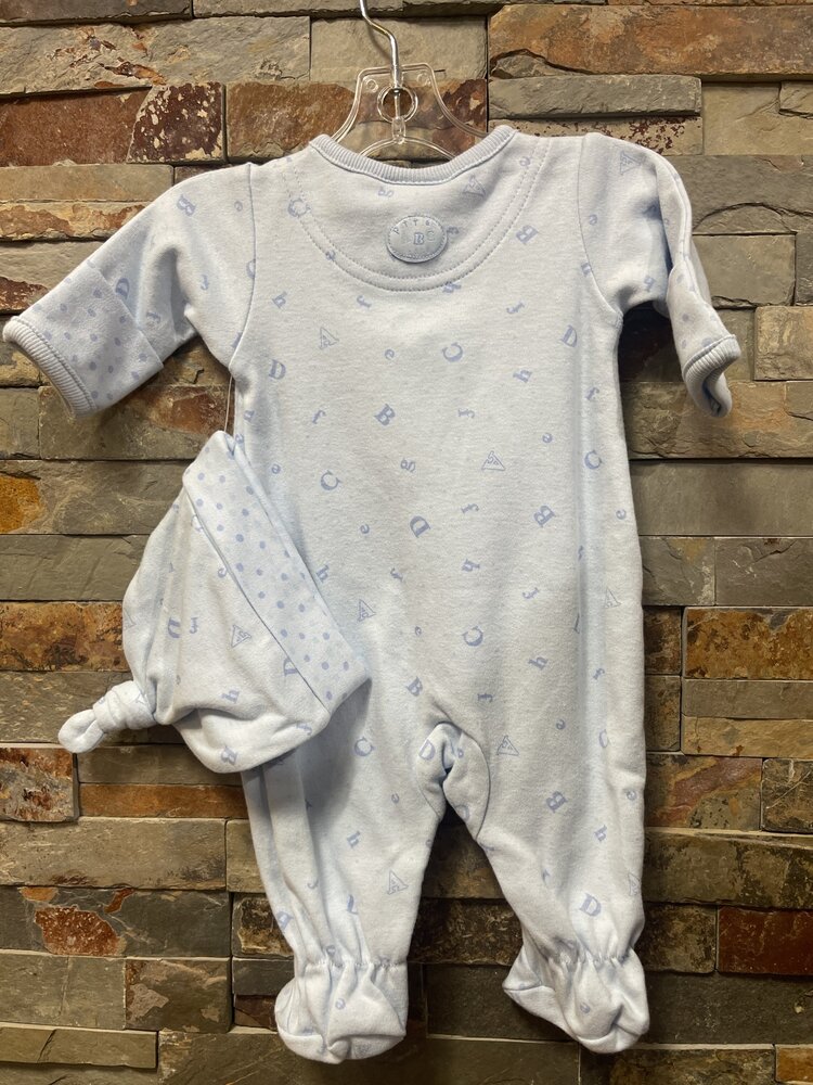 Blue ABC Sleeper w/Cap Preemie
