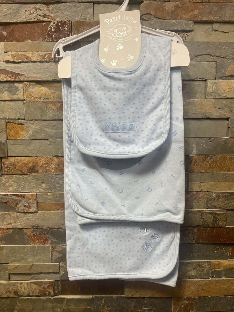 Blue ABC Bib and Blanket