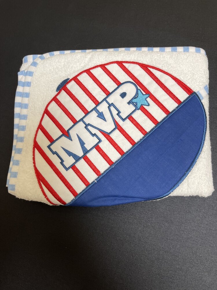 White MVP Baseball Hooded Towel