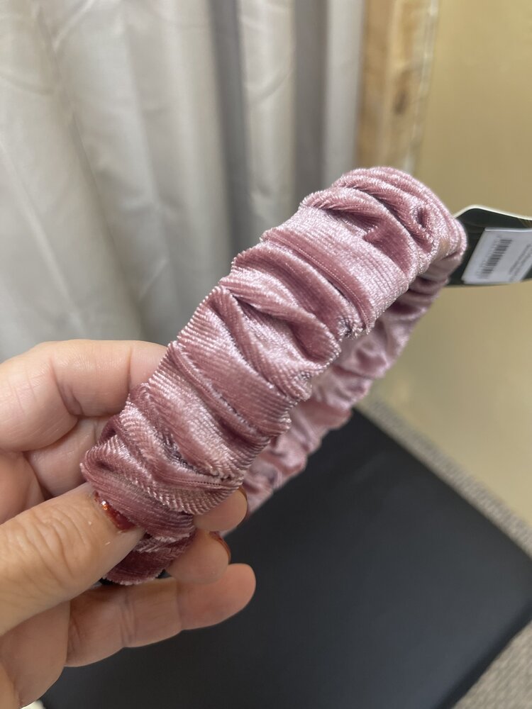 Pink C-Shaped Velvet Feel Scrunchie Headband