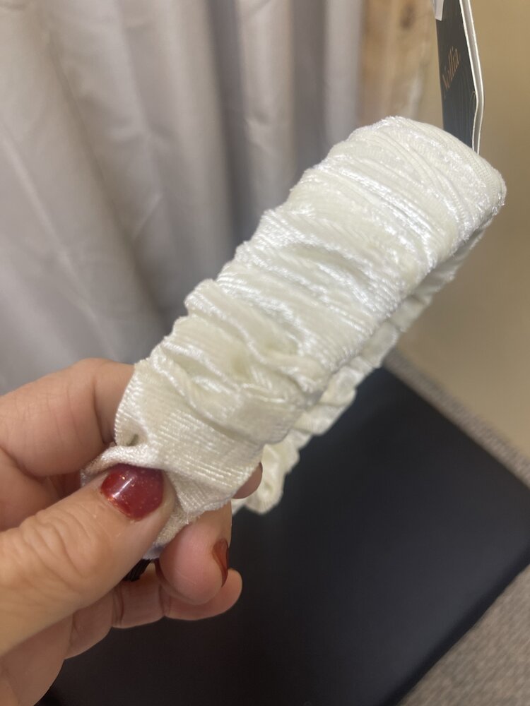 Ivory C-Shaped Velvet Feel Scrunchie Headband