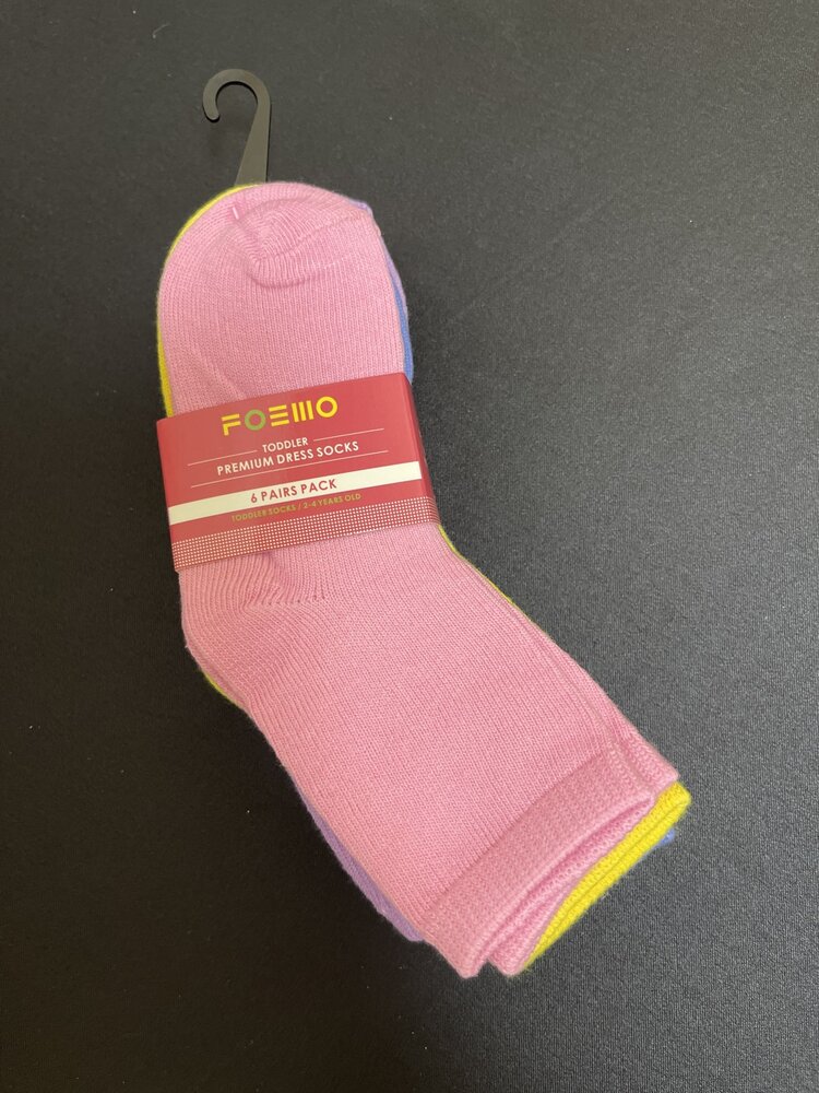 Multi Colored 6 Pack Toddler Socks